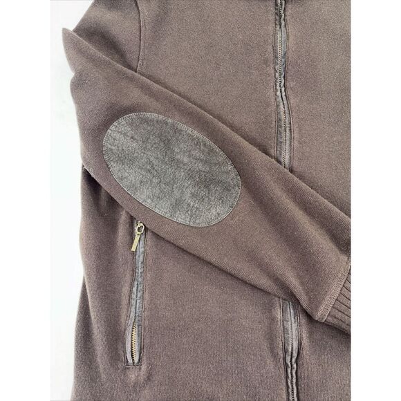 Lauren Ralph Lauren Sweater Women's S‎ Full Zip Brown Elbow Patches Knit Ribbed - Picture 13 of 16
